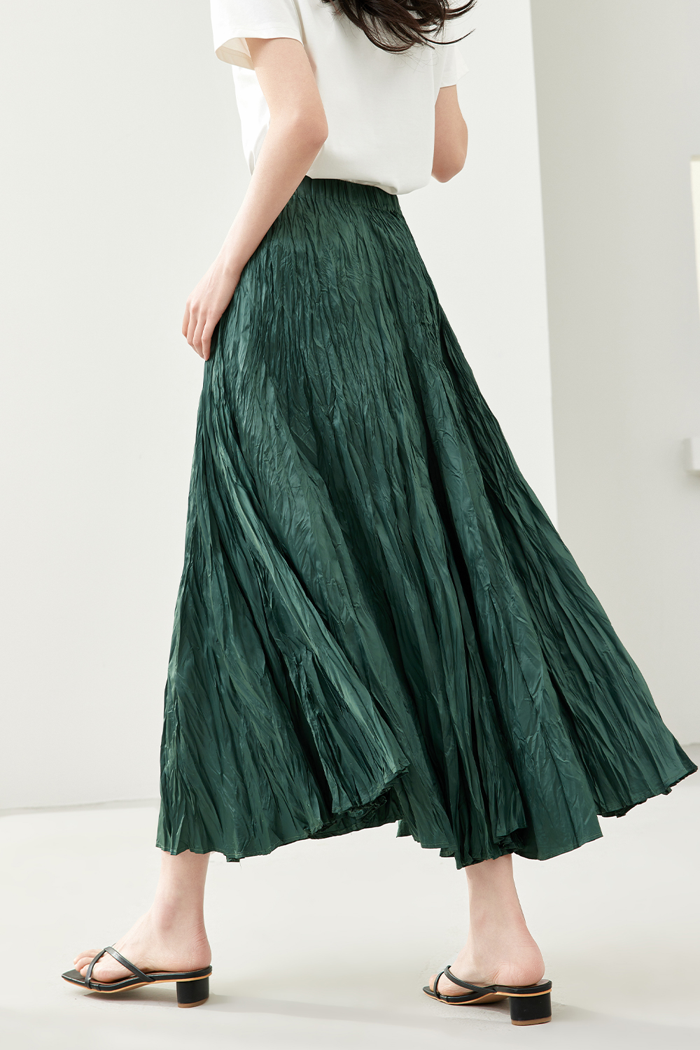 Flowy Pleated A-Line Skirt-VIMLYSTORE