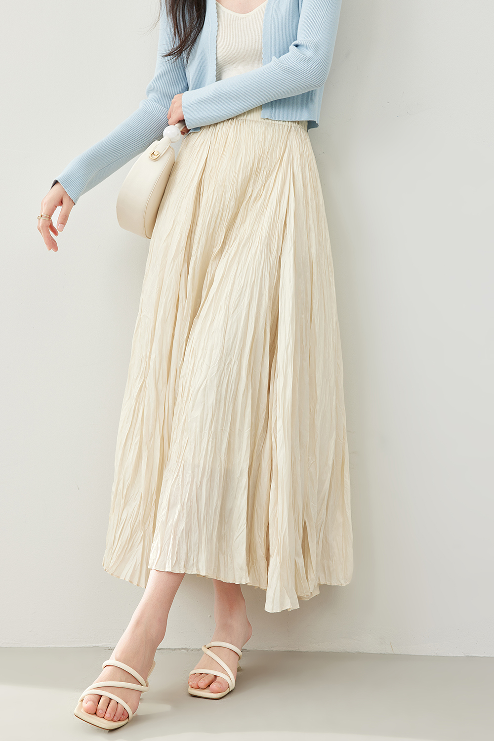 Flowy Pleated A-Line Skirt-VIMLYSTORE