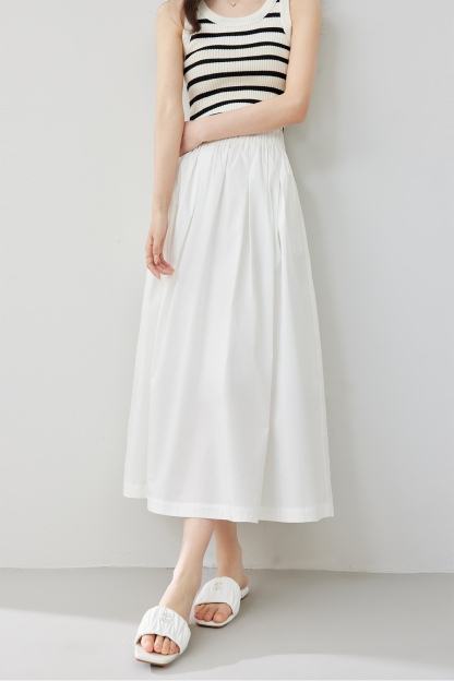 Literary Style Solid Color Umbrella Skirt