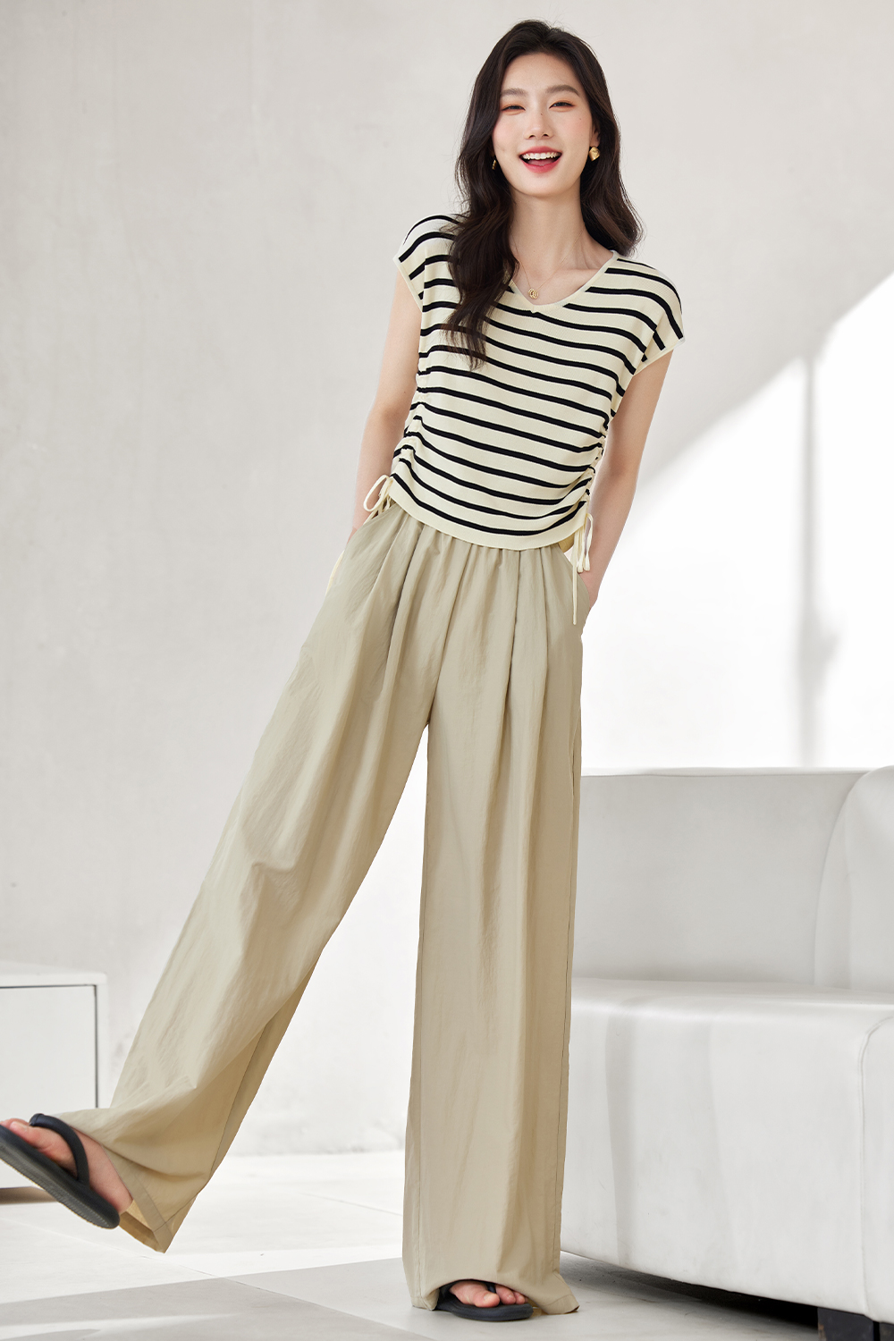 Temperament Striped Knitted Suit-VIMLYSTORE