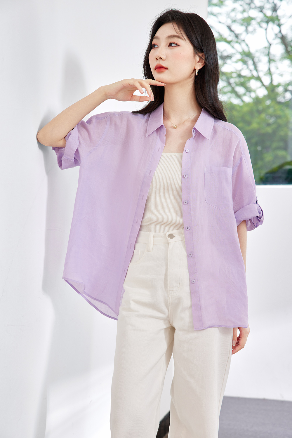 Hazy Ramie Temperament Shirt