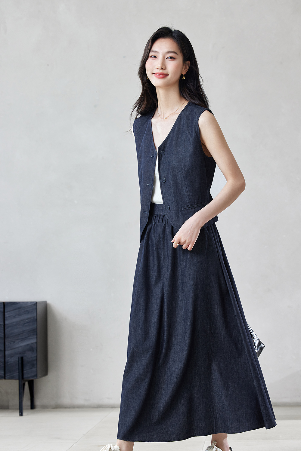 Lightweight Denim Two-Piece Set