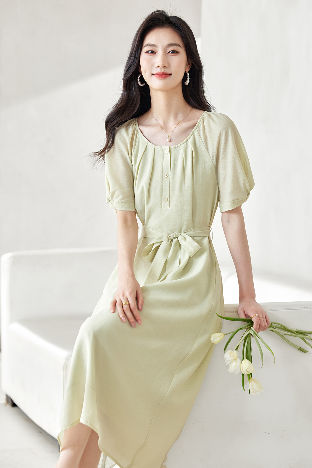 Gentle Light Draped Dress