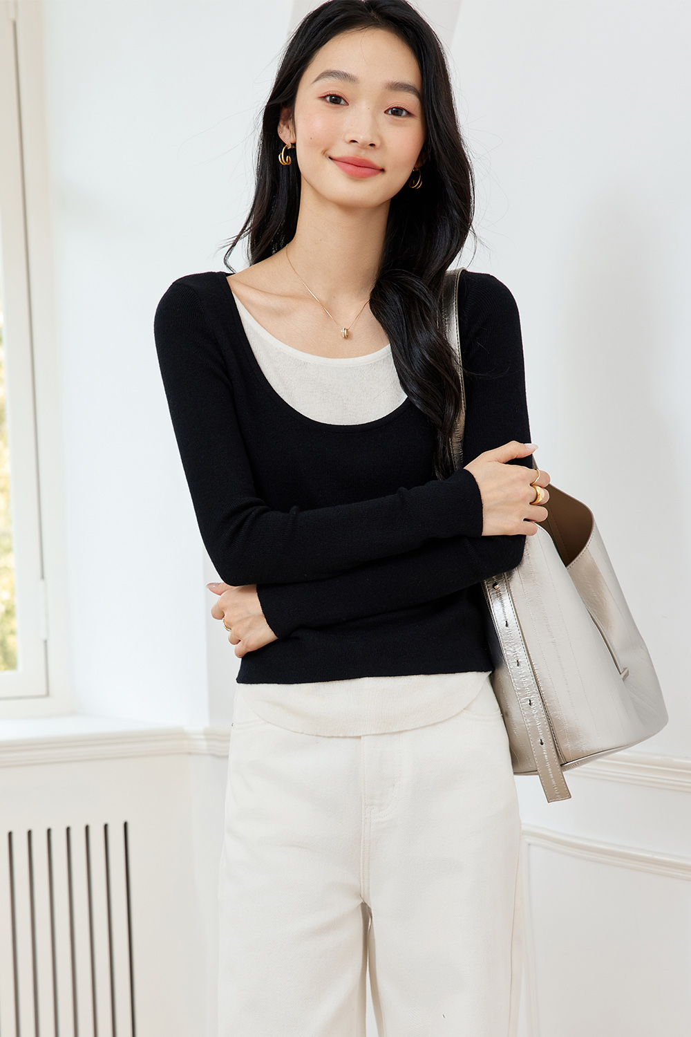 Fake Two-Piece Base Sweater