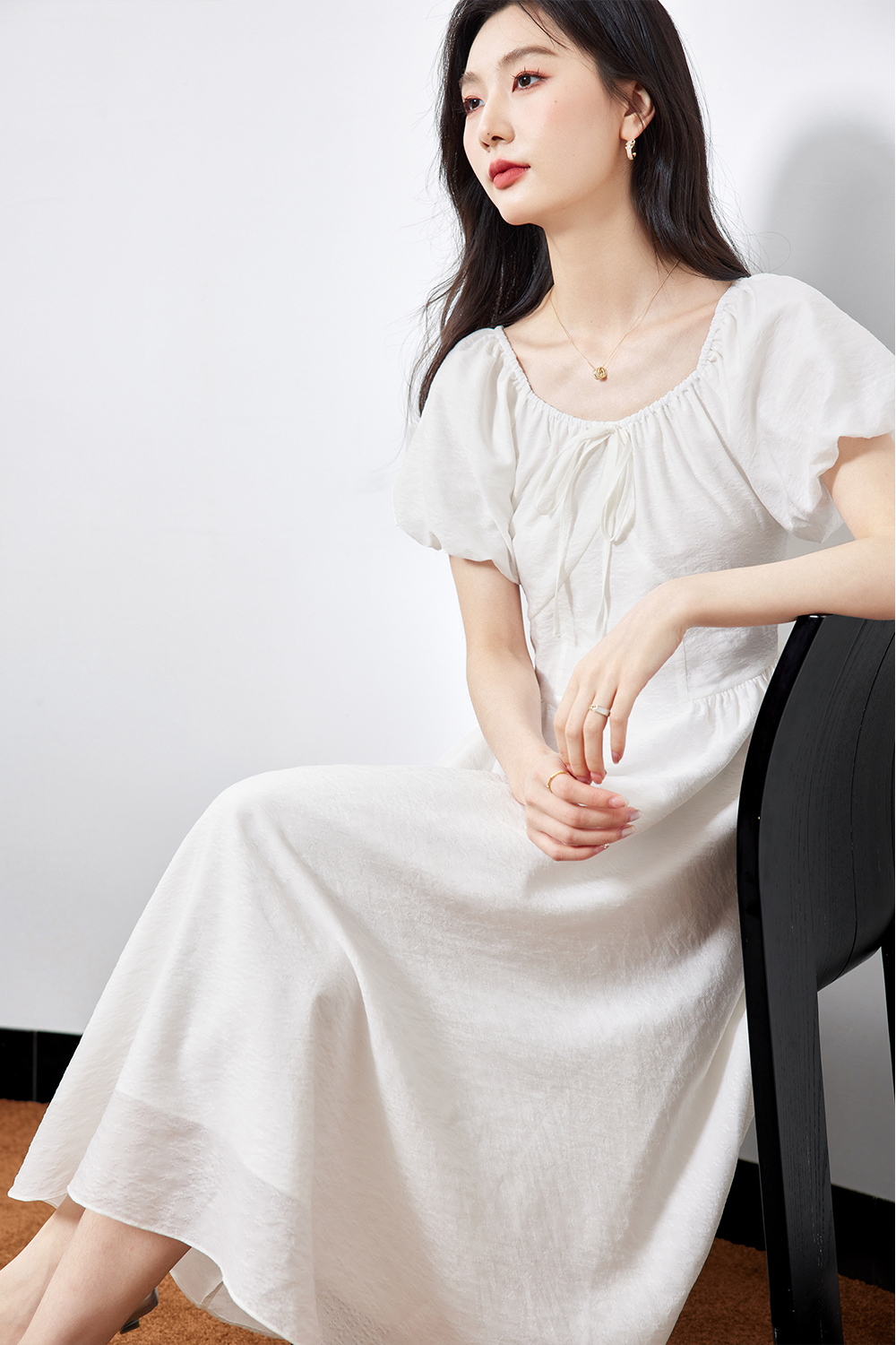 French Temperament Elegant Little White Dress