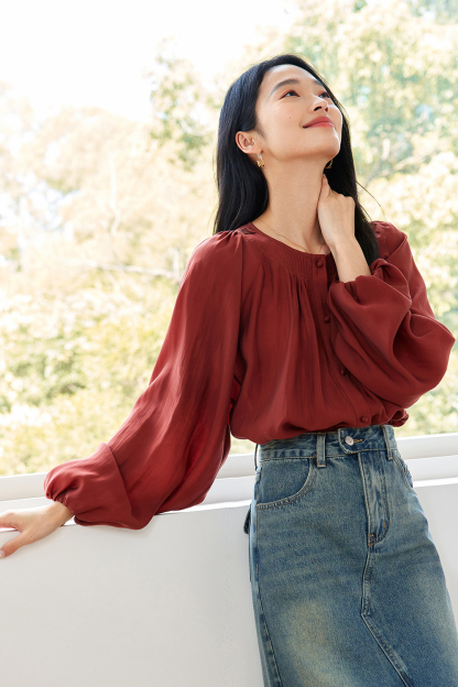 French Round Neck Lyocell Shirt