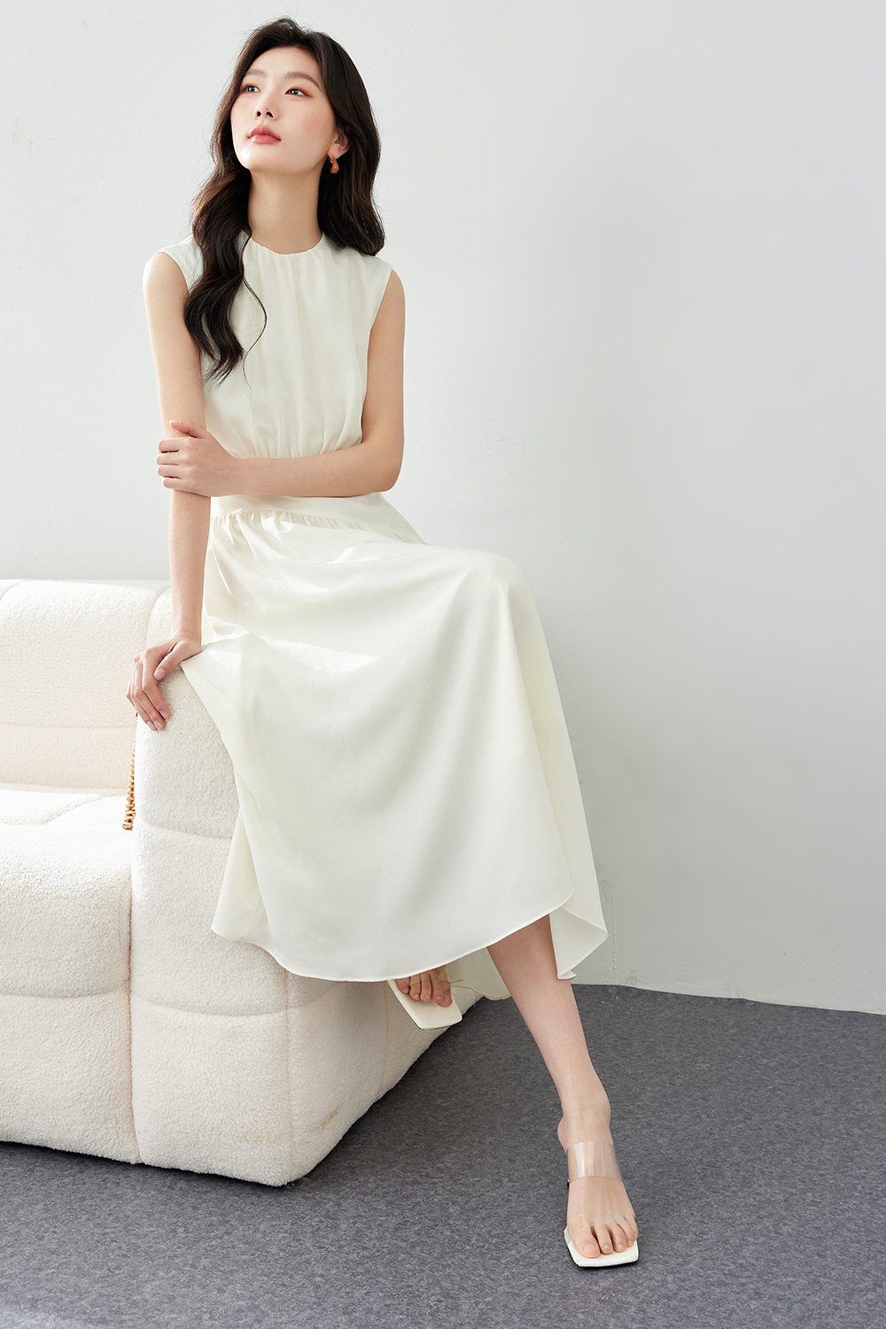 Sleeveless Waist Pleated Dress