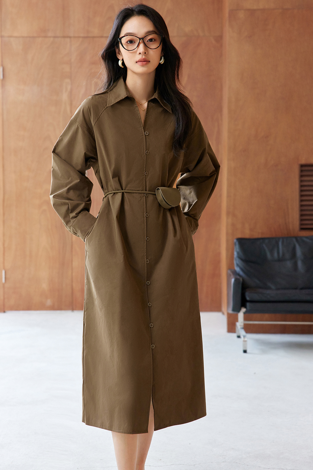 Literary Retro Shirt Dress-VIMLYSTORE