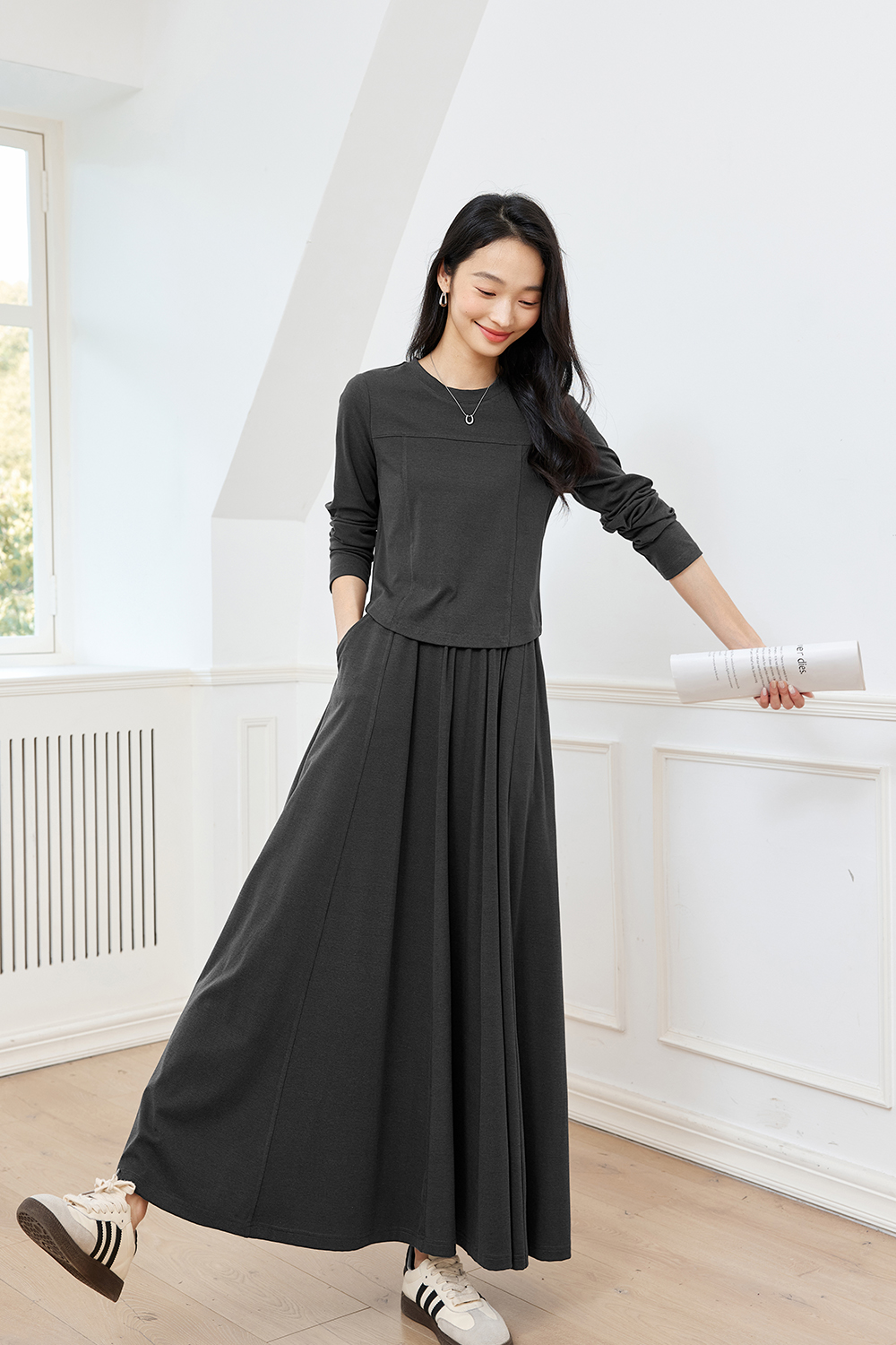 Solid Color Knitted Casual Suit-VIMLYSTORE