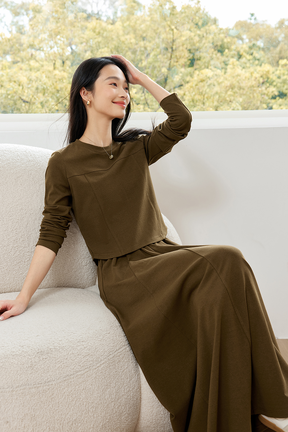 Solid Color Knitted Casual Suit-VIMLYSTORE