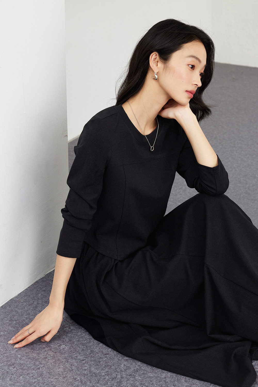 Solid Color Knitted Casual Suit-VIMLYSTORE