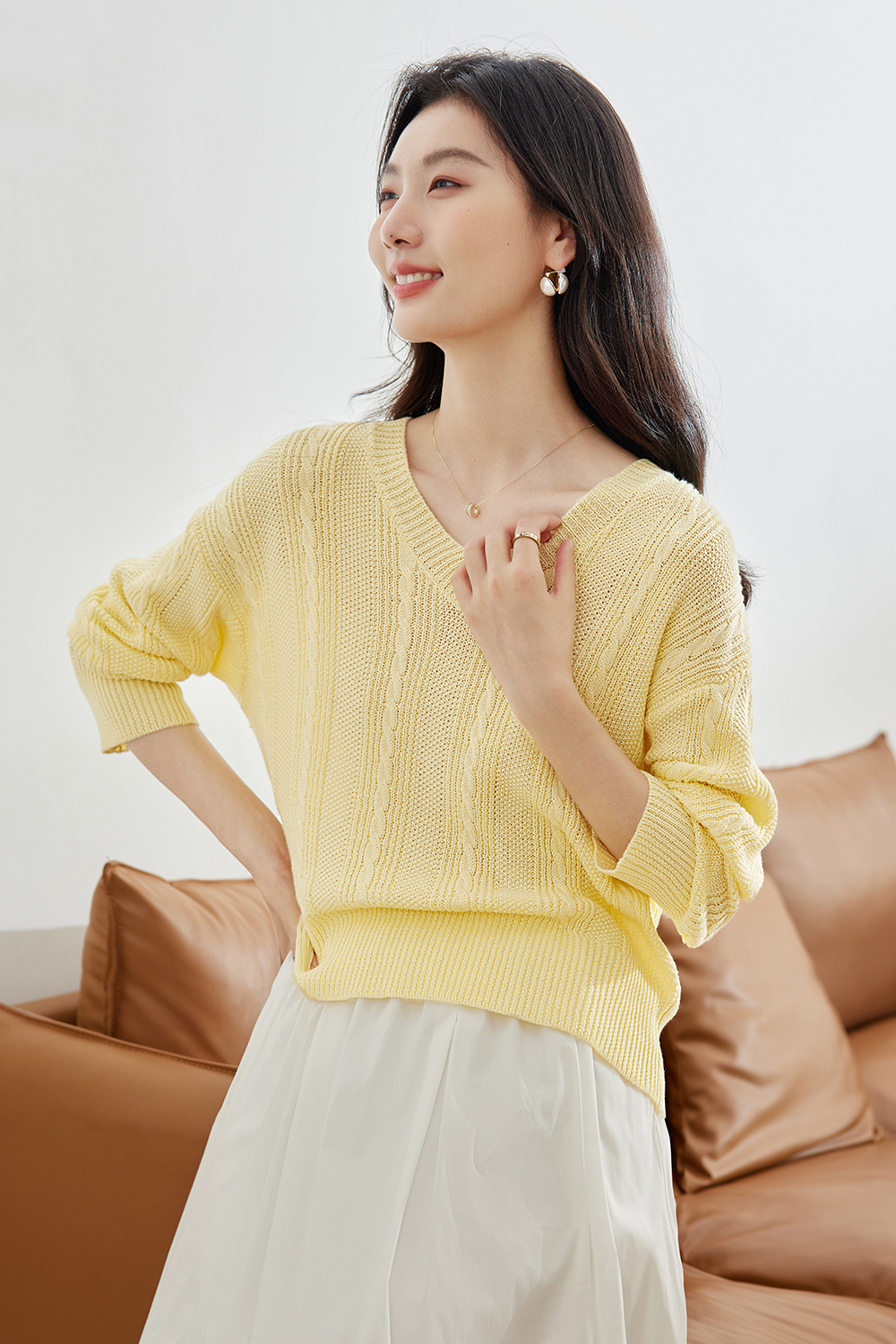 Textured Lazy Knitted Sweater