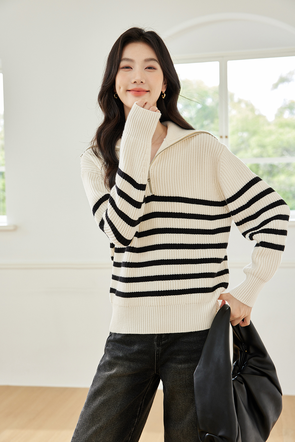 Lazy Style Striped Knitted Sweater-VIMLYSTORE