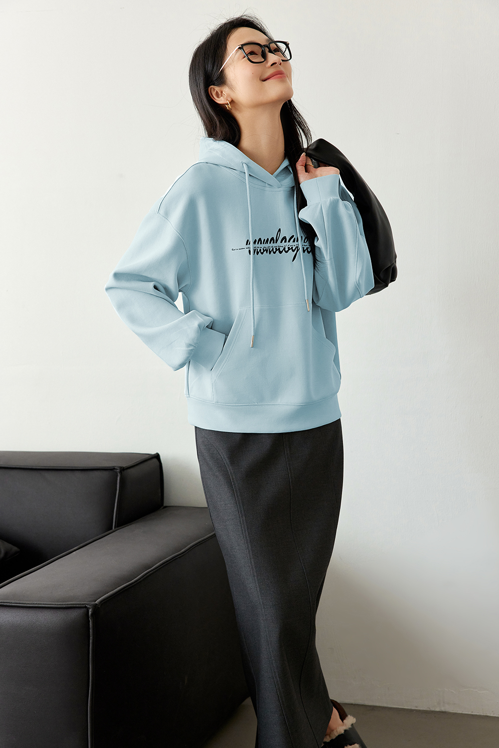 Letter American style hooded sweatshirt
