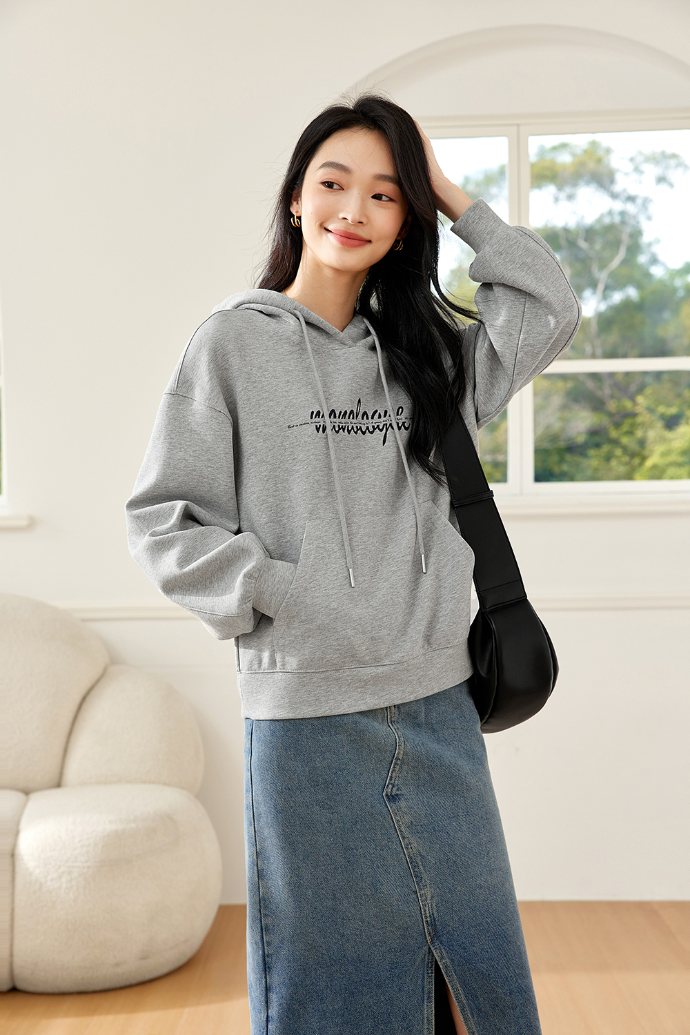 Letter American style hooded sweatshirt