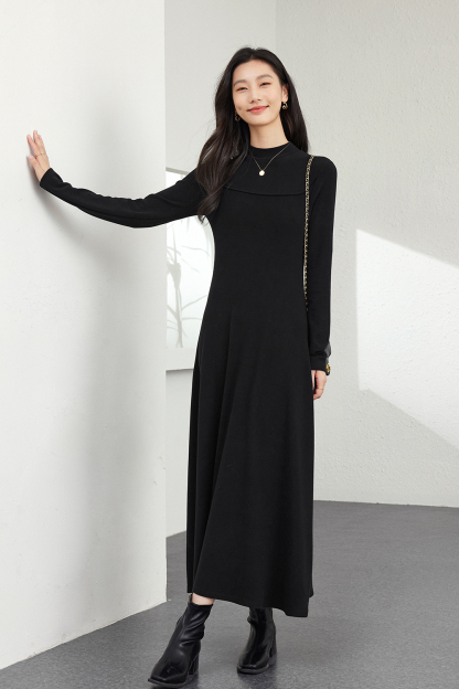 Inner waist-cinched knitted dress
