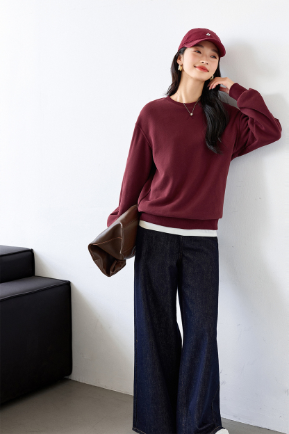Casual Solid Color Warm Sweatshirt