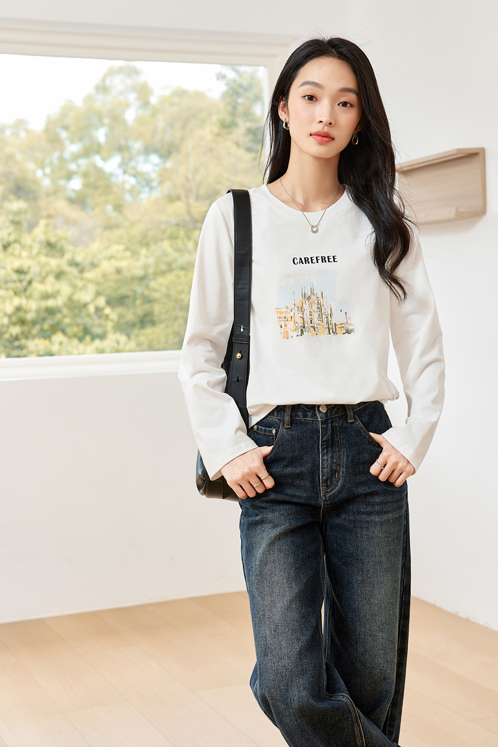 Scenery Print Cotton T-shirt