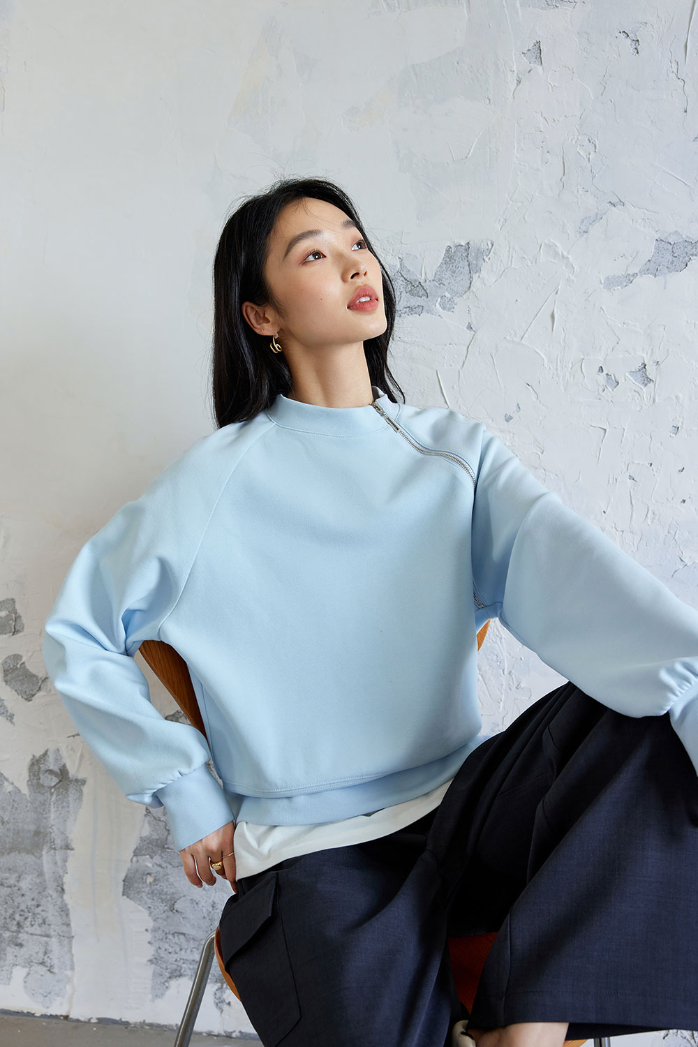Structural Zipper Segmentation Sweatshirt