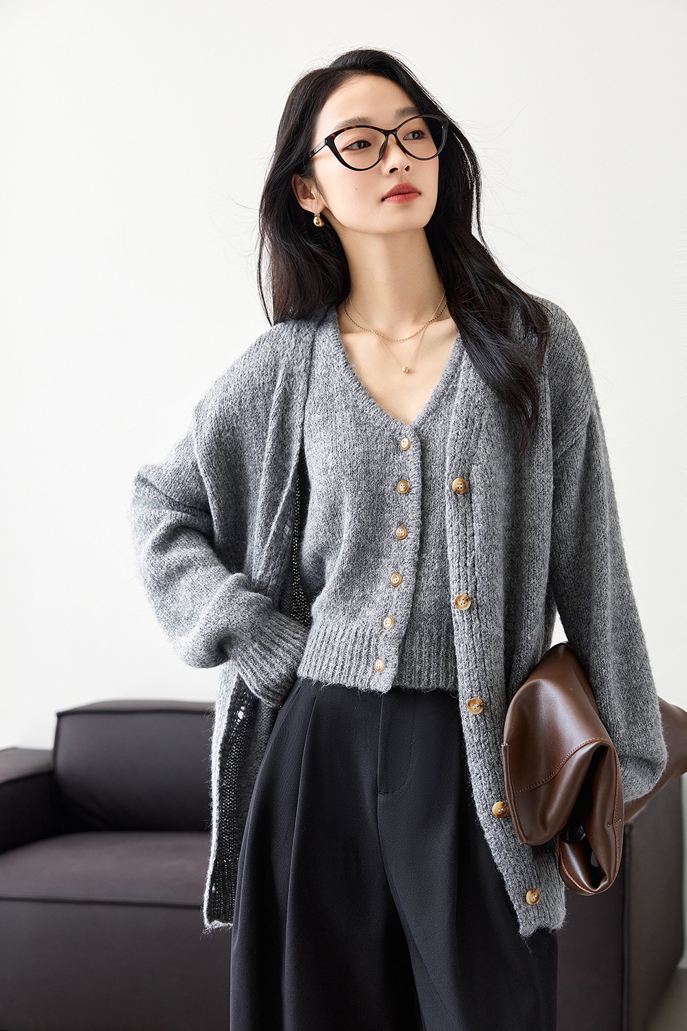 Wool Blend Knitted Top Two-Piece Set