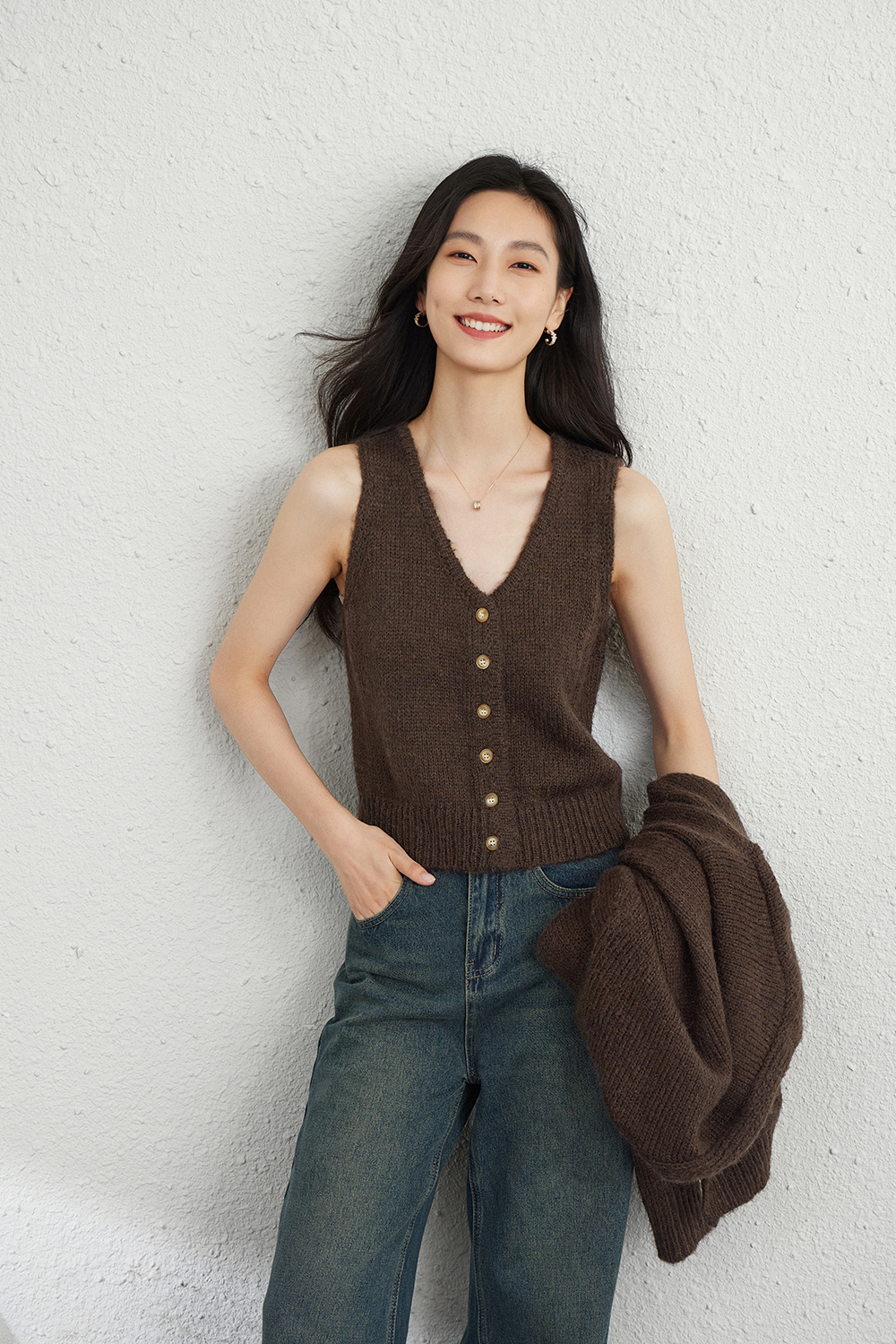 Wool Blend Knitted Top Two-Piece Set