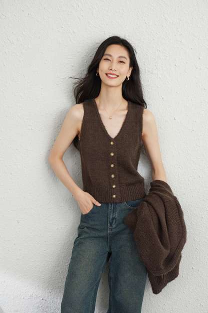 Wool Blend Knitted Top Two-Piece Set