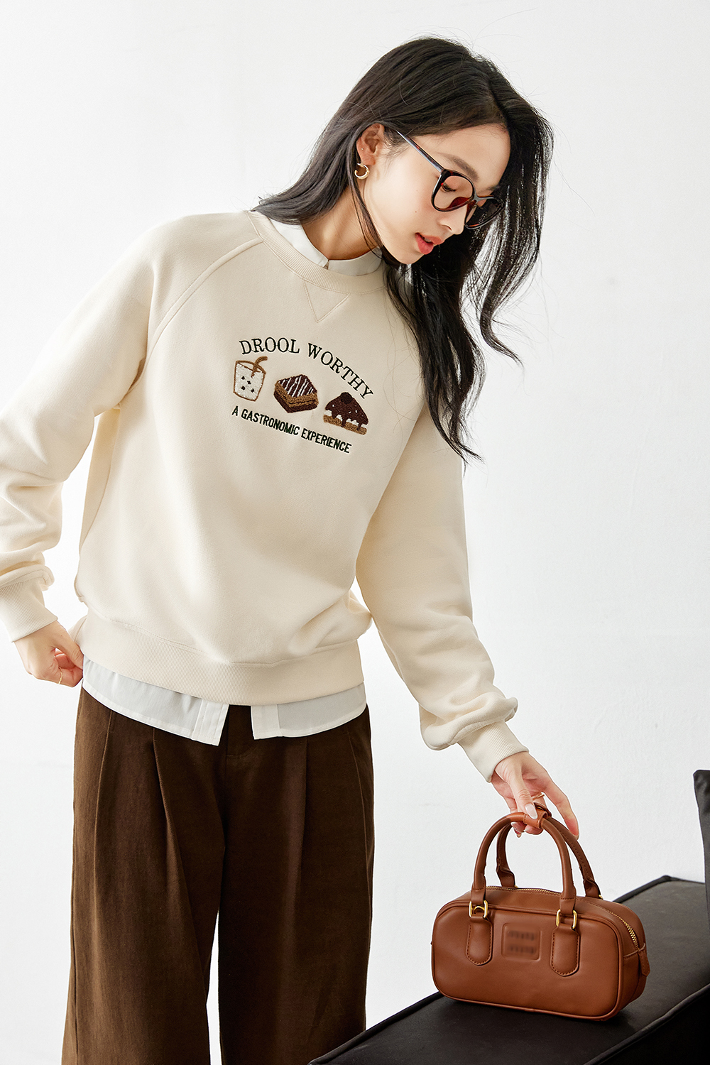 Cartoon Food Embroidered Sweatshirt