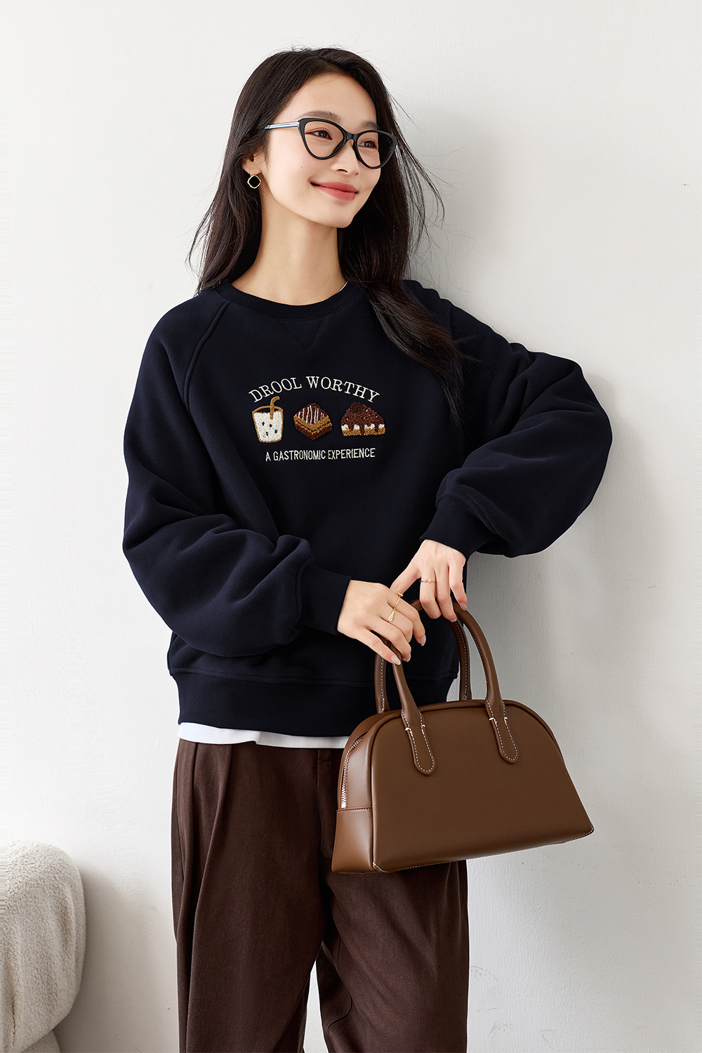 Cartoon Food Embroidered Sweatshirt