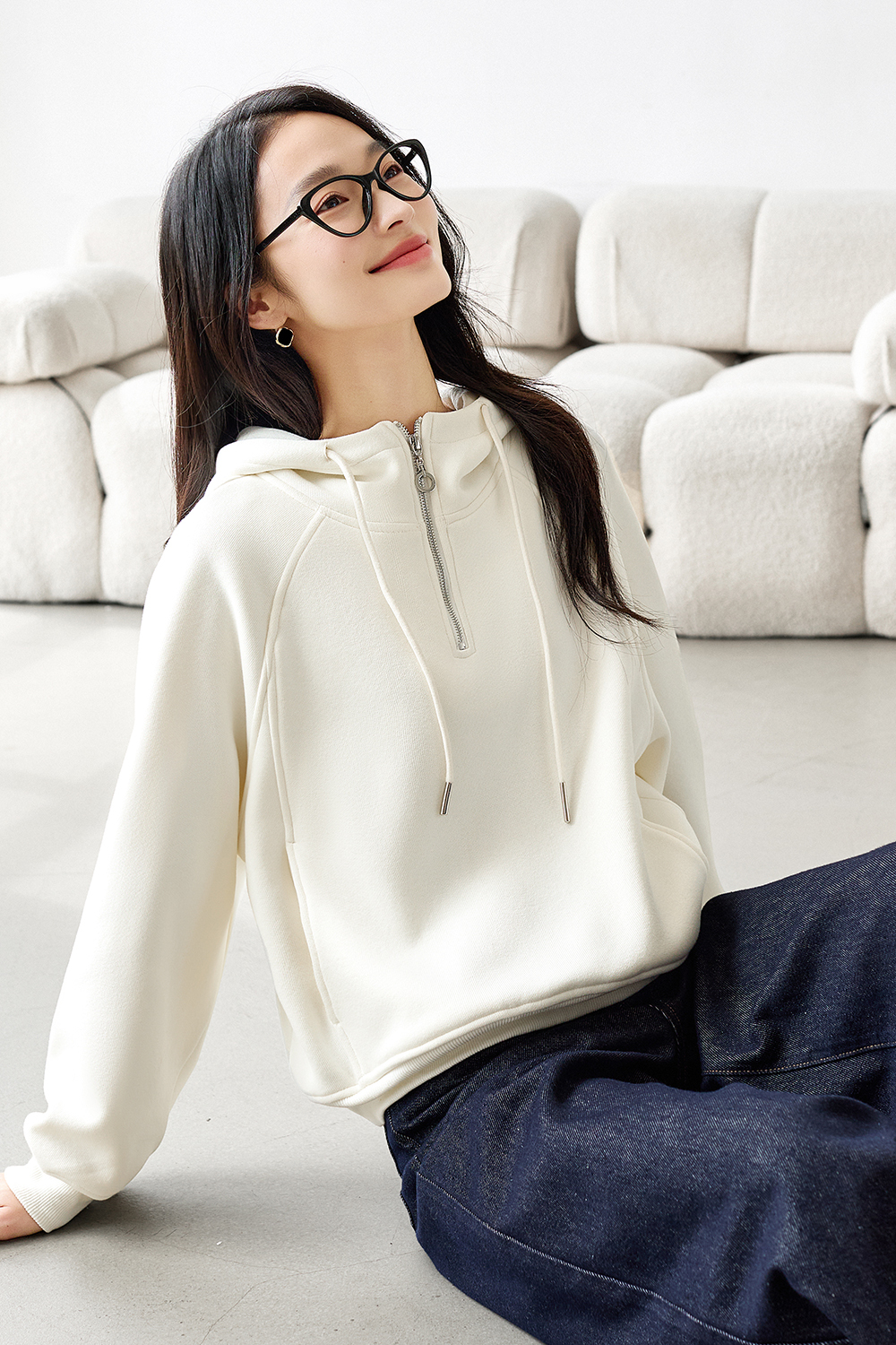 Fleece-Lined Thickened Hooded Sweatshirt