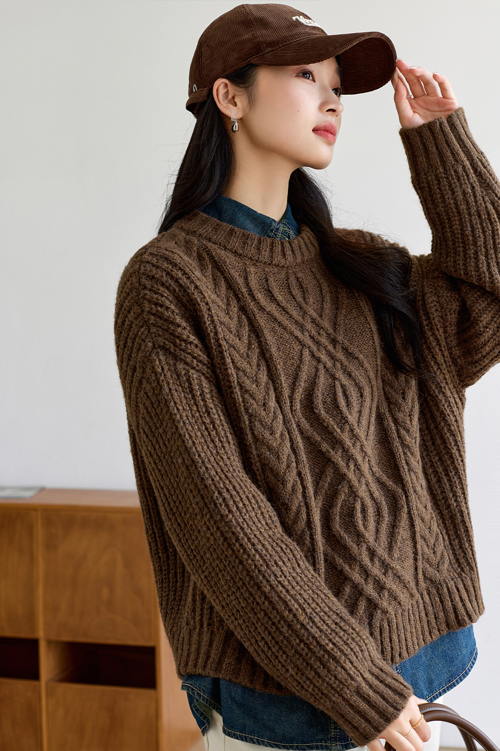 Lazy Style Cable Knitted Sweater