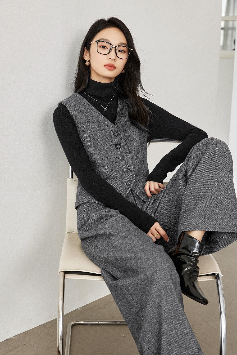 Minimalist Suitstyle Vest Set-VIMLYSTORE