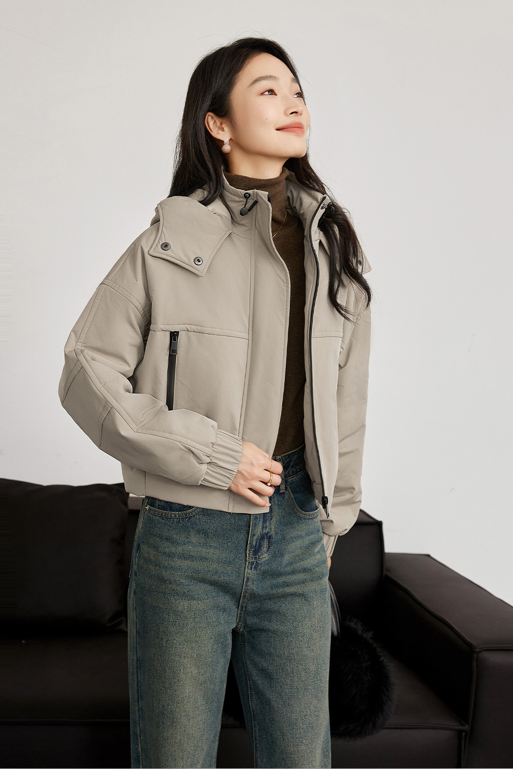 Hooded Short Cotton Coat-VIMLYSTORE