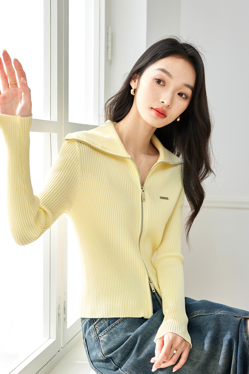 Doubleheaded Zipper Knitted Cardigan-VIMLYSTORE