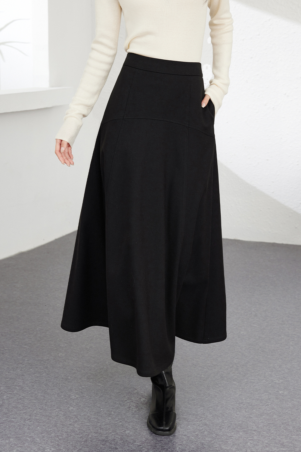 Modern Wool Blend Skirt-VIMLYSTORE