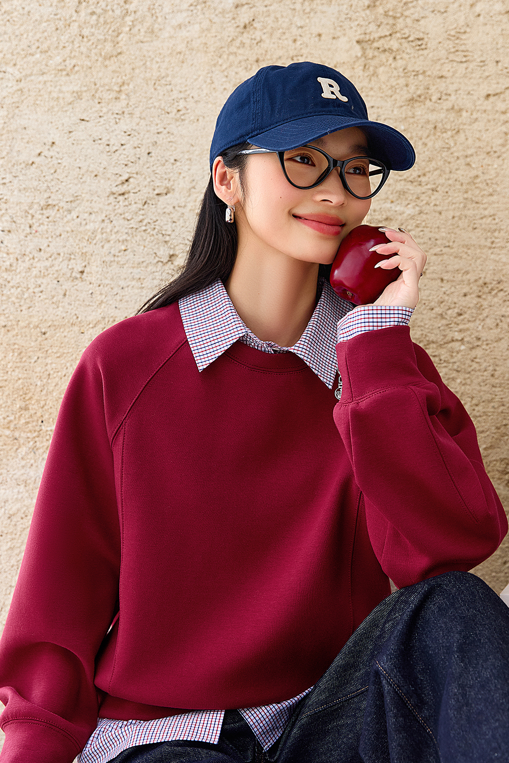 School style spliced sweatshirt