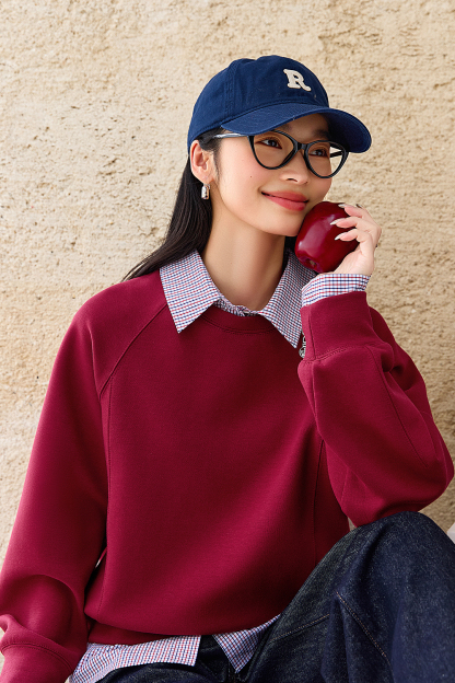School style spliced sweatshirt