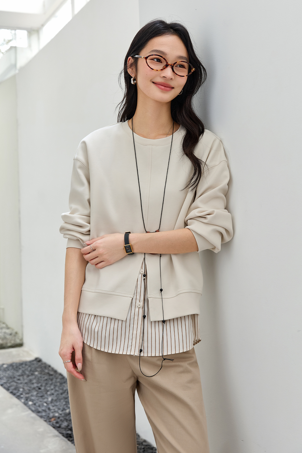 Splicing Style Design Sweatshirt-VIMLYSTORE