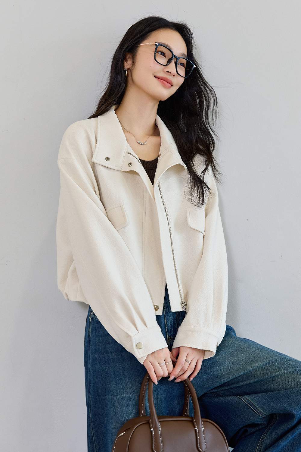 Workwear Style Short Lapel Jacket-VIMLYSTORE