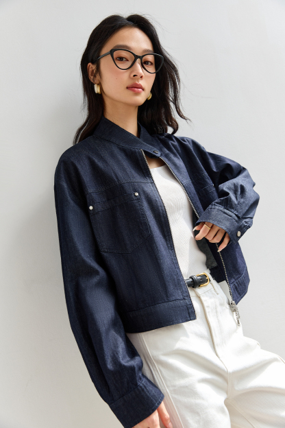Neckline Design Denim Jacket