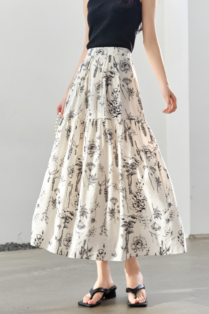 Floral Print Long Skirt