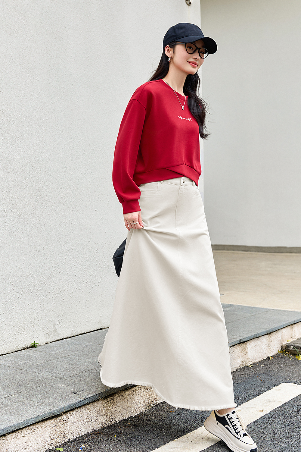 Cotton Denim Long Skirt-VIMLYSTORE