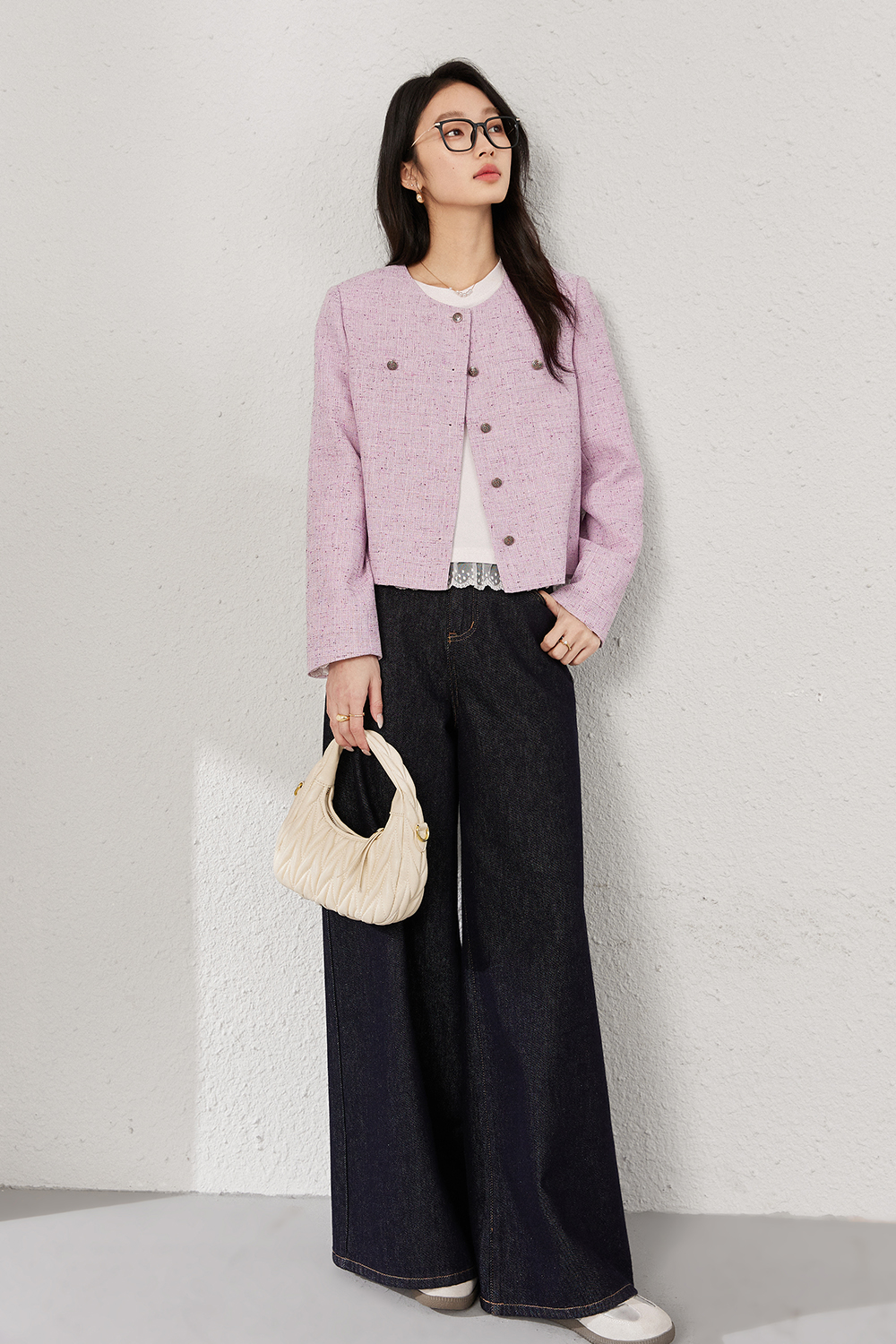 Elegant Tweed Jacket-VIMLYSTORE