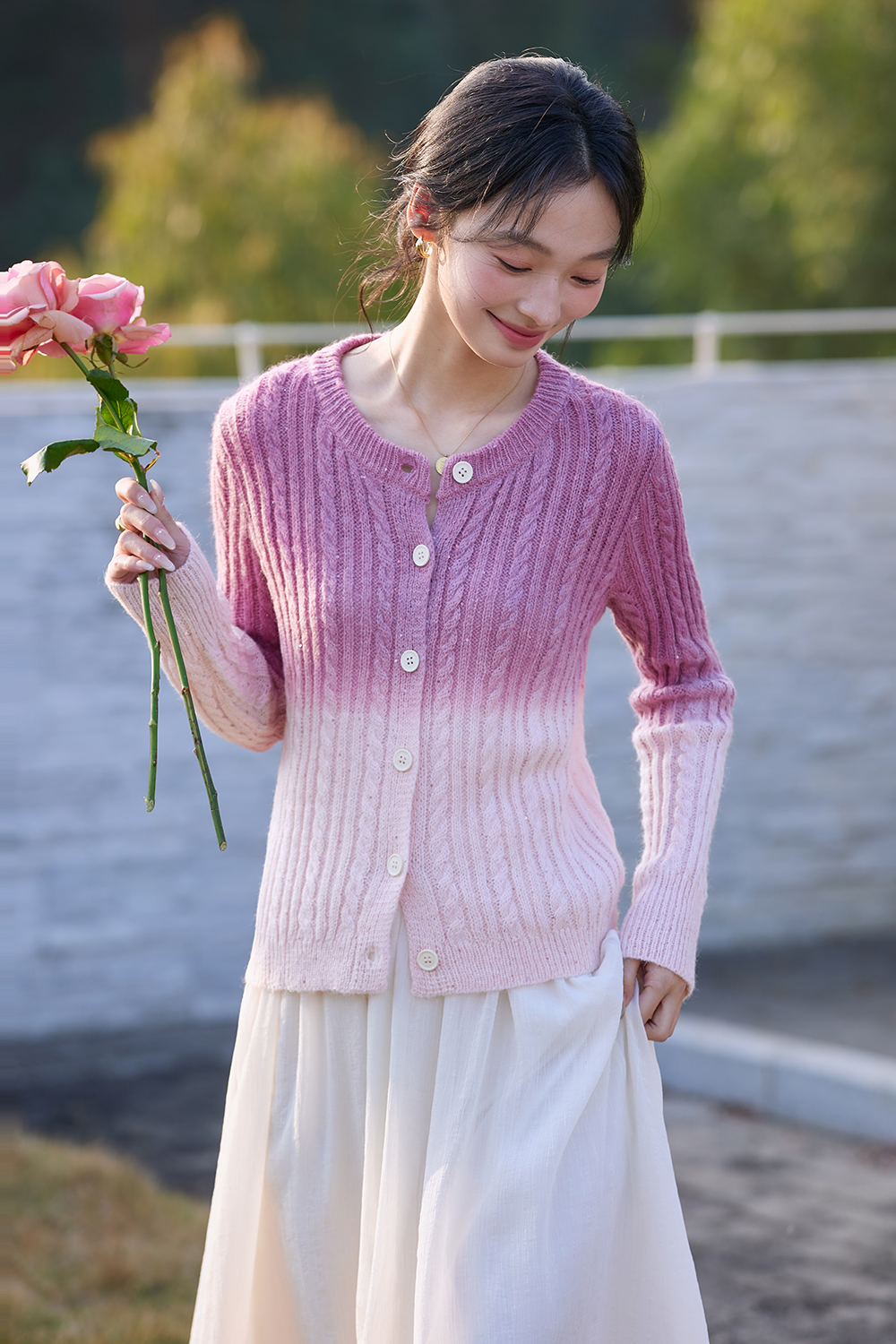 Romantic Gradient Knitted Cardigan