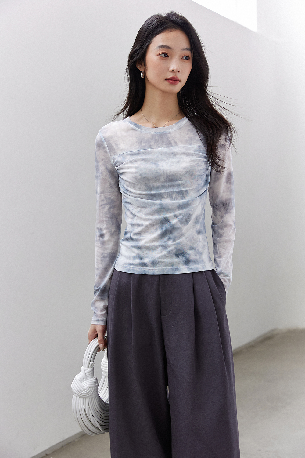 Smudge-dyed Knitted T-shirt-VIMLYSTORE