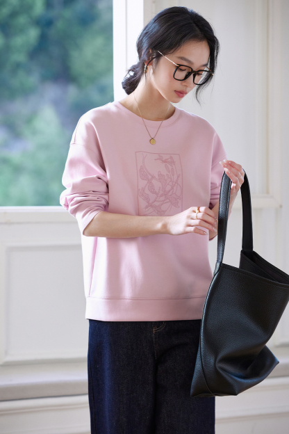 Pink Embroidered Sweatshirt
