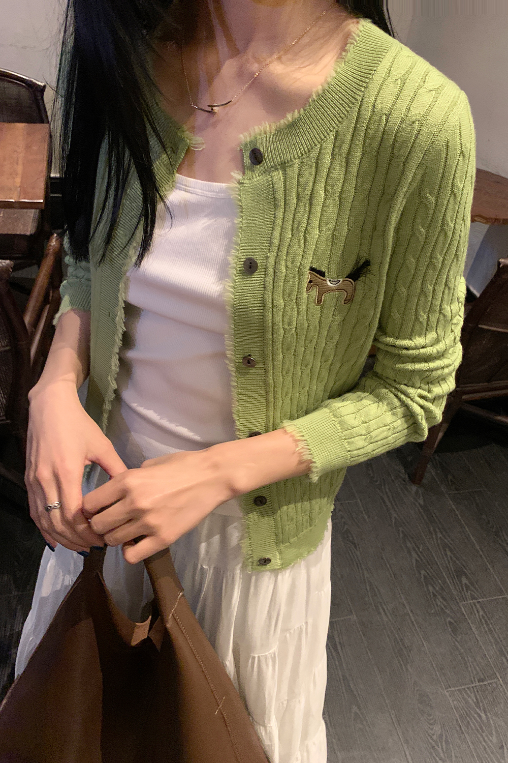 Pony Embroidered Knitted Cardigan