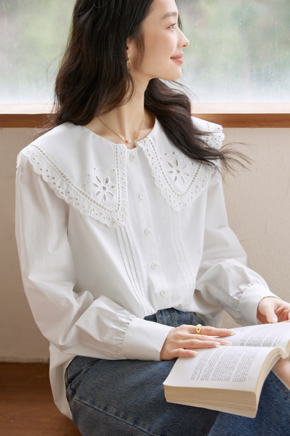 Cotton Lace Baby Collar Shirt
