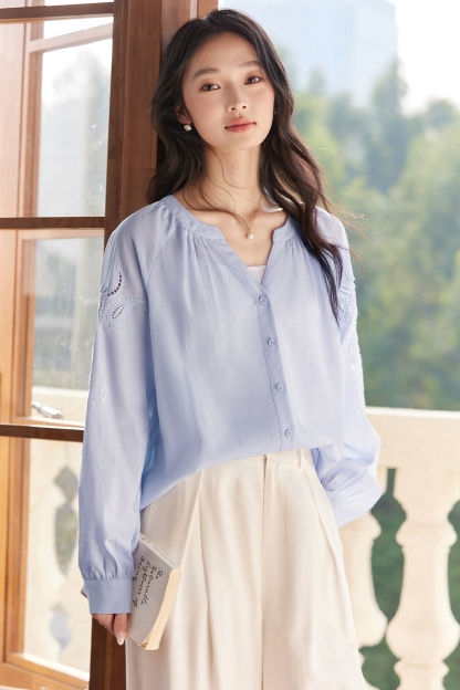 French Hollow Embroidered Shirt