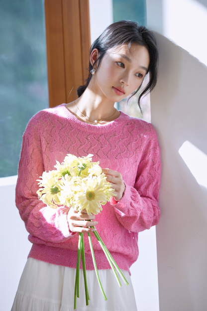 Argyle Pattern Hollow Sweater