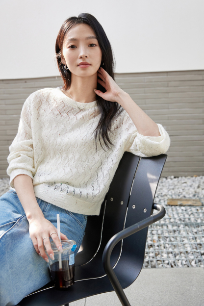 Argyle Pattern Hollow Sweater